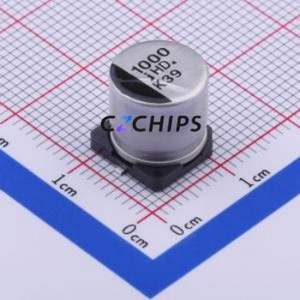 Condensateur électrolytique en aluminium SMD EEEHD0J102AP, SMD, D10xL10.2mm 1000uF 20% 6.3V 313mA-120Hz - Product Image 1