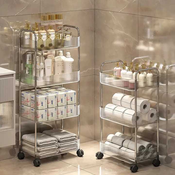 Small Transparent Kitchen Rack Home Decor Creative Design Multi-layer Stainless Steel PET Transparent ...
