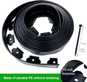 2 Inch Easyflex No-Dig <b>Plastic</b> Garden Edging Border Hollow Shape with Anchoring Spikes Treated Wood for Yard - Product Image 3