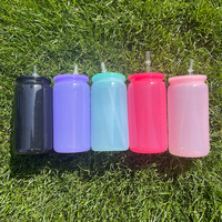 Gobelet en verre à bière en plastique de couleur unie 16oz Macaron à bas prix gobelet en plastique acrylique à paroi unique avec couvercle et paille pour vinyle