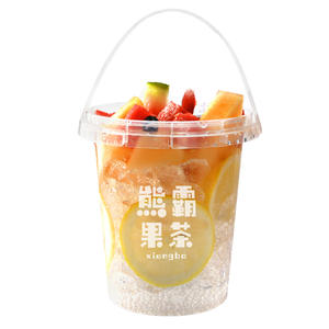 Bicchieri di plastica a parete singola da 32 once con coperchi e maniglie usa e getta per il succo di tè e opzione Logo personalizzato Boba - Product Image 6