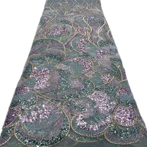 Tessuti in Pizzo con Paillettes e Perline di Alta Qualità Nigeriana, Delicato Pizzo per Abiti <span class=keywords><strong>da</strong></span> <span class=keywords><strong>Sposa</strong></span> e <span class=keywords><strong>da</strong></span> Cerimonia - Product Image 4