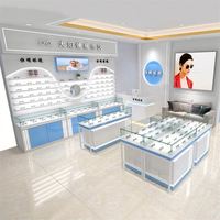 Vitrine d'exposition pliable blanche moderne pour lunettes de soleil et optiques avec petit support pour comptoir de vente au détail