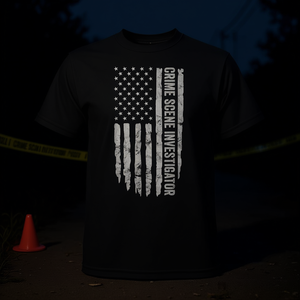 T-shirt noir pour hommes sur le thème de CSI, avec drapeau américain, pour enquêteurs sur les lieux des crimes - Product Image 3
