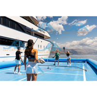 Terrain de sport flottant gonflable de cour de pickleball portative de jeu de sports nautiques extérieurs commerciaux à vendre