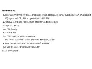 Placa Base para Servidor MBD-X14DBI E-ATX con Doble Socket E2 (LGA-4710), Soporte DDR5, Entrega Rápida, Buen Precio, Xeon 670 Nuevo - Product Image 2