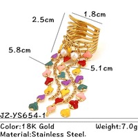 Goldener Perlen-Quastenring, extravaganter Statement-Quasten-Offenring, goldener Edelstahl-Fransen-Hänge-Ring mit breitem Band, Geschenk für Sie