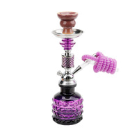 Chicha portable moderne et simple Laziza Megahed, ensemble de narguilé en gros avec bouteille en cristal ondulé, double tube, grande production de fumée