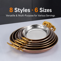 Plat de service rond ovale en acier inoxydable martelé pour paella, idéal pour les restaurants, les steaks et les fruits de mer