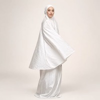 Ensemble de prière Mukena blanc cassé pour femmes, vêtements islamiques modestes