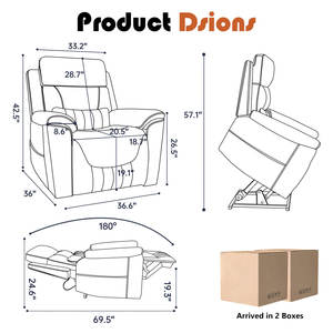 DOSER Modernes Stoffbezogenes Elektrisches Aufsteh-Sofa für Senioren mit Lendenwärme & Massage Unendliche Liegepositionen - Product Image 5