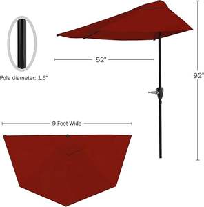 Pure Garden Half Umbrella-<span class=keywords><strong>Parasol</strong></span> <span class=keywords><strong>de</strong></span> patio <span class=keywords><strong>de</strong></span> 9 pieds avec manivelle facile-Ombrage <span class=keywords><strong>de</strong></span> patio extérieur-<span class=keywords><strong>Petit</strong></span> auvent pour balcon, <span class=keywords><strong>table</strong></span> ou terrasse - Product Image 2