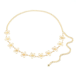 โซ่คาดเอวโลหะผสมสังกะสีรูปทรงดอกไม้ ดีไซน์โปร่งสบายๆ สำหรับผู้หญิง สไตล์ตกแต่งแบบเย็บต่อชิ้นเดียว - Product Image 5