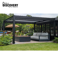 Système de pergola en aluminium gris foncé de qualité supérieure avec toit à lamelles réglables
