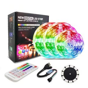 Bande lumineuse LED synchronisée avec la musique pour les fêtes, feux d'artifice, télécommande RGB, lumières nocturnes, décorations, lampe de décoration de chambre pour la maison - Product Image 2