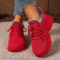 Chaussures de sport rétro classiques à lacets en coton mélangé de couleur unie, antidérapantes, tendance mode, chaudes et confortables, simples et décontractées