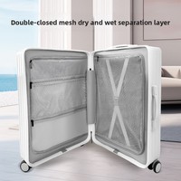 Koper Spinner ABS Bukaan Depan dengan Tempat Minum, Koper Travel Multifungsi, Koper Boarding, Koper Pelajar 24-inci Anti-jatuh