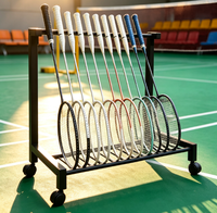 Support de rangement mobile en métal pour raquettes de badminton avec roulettes pour club sportif, salle de sport, terrain de badminton