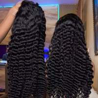 Perruque en cheveux humains indiens bruts, longue, avec dentelle transparente HD, cuticules vierges alignées, 100% sans colle, entièrement en dentelle