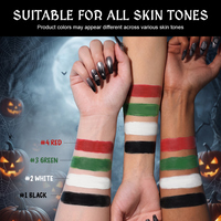 Crayon de maquillage pour le visage pour festival et cosplay, 4 couleurs (noir, blanc, vert, rouge), résistant à l'eau, à mécanisme rotatif, marque privée, cadeau d'Halloween