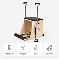 Chaise de Pilates portable Wunda en bois d'érable avec revêtement en cuir microfibre ultra-fin, résistance réglable, pour la maison et le studio