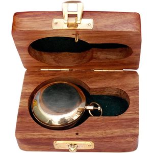 Boussole à bouton-poussoir en laiton ALFA NAUTICAL avec boîte en bois, 2 pouces, format de poche, portable pour la randonnée et les voyages en plein air - Product Image 4
