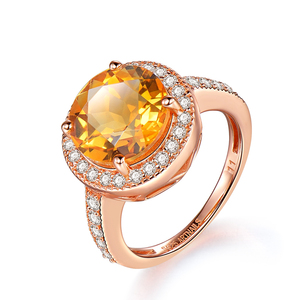 Grace Engagement <strong>Ring</strong> 925 Sterling <strong>Silver</strong> Solitaire Zircon Citrine Round Cut 1 Ct Gemstone <strong>Big</strong> Stone <strong>Ring</strong> for Women - Product Image 2