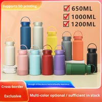 Bouteille d'eau isotherme en acier inoxydable de 1200 ml (40 oz) avec poignée, garde au chaud/froid 12-24h, personnalisable avec logo, pour camping, randonnée, sport