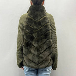 Vendita calda <span class=keywords><strong>Cardigan</strong></span> di lana di lusso in Cashmere di lusso di alta qualità <span class=keywords><strong>Cardigan</strong></span> in lana a maglia <span class=keywords><strong>con</strong></span> vera <span class=keywords><strong>pelliccia</strong></span> di coniglio Rex - Product Image 2