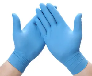 Mẫu miễn phí dùng một lần màu xanh màu Nitrile kiểm tra glovees trong Malaysia