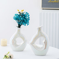 Vase en céramique blanche irisée de forme unique minimaliste ARM LVG, vase floral décoratif pour la maison, ensemble de vases à fleurs en porcelaine rose brillant