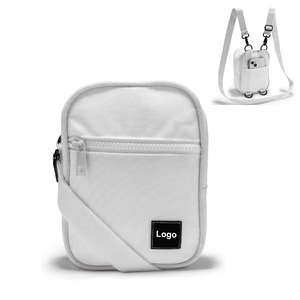 White Nylon Crossbody Bag <strong>Mini</strong> Waist Belt Sling Bag <strong>Backpack</strong> with Adjustable Strap Women Lightweight &amp; Multi-Pocket Design - Product Image 1
