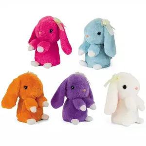 Bébé en peluche à piles, longues oreilles lapin chant danse répétition parler animaux en peluche jouets doux avec musique légère