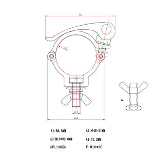 Pince de suspension à dégagement rapide <span class=keywords><strong>MINI</strong></span> 360 QR argentée, charge 100 kg, pour éclairages de scène, pince de suspension à dégagement rapide de 2 pouces, <span class=keywords><strong>MINI</strong></span> 360 QR BK - Product Image 6