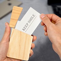 Kotak Kartu Nama Kayu Custom ODM OEM dengan Penutup Magnetik untuk Pria, Dapat Dikantongi
