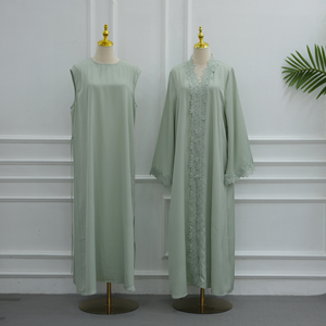 Nova Coleção 2026: Conjunto Feminino de Luxo Islâmico de 3 Peças com Renda Fantástica - Abaya Dubai e Cardigã com Vestido Interno para Mulheres Muçulmanas - Product Image 5