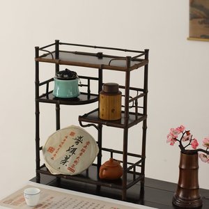 Handmade Bamboo <b>Tea</b> Storage Rack Black <b>Standing</b> Non Folding <b>Tea</b> Ceremony Accessories Anji Origin Cp0987 - Product Image 1