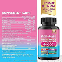 Capsules de collagène 14 en 1, complément antioxydant naturel pour les cheveux, la peau et les ongles, usage adulte