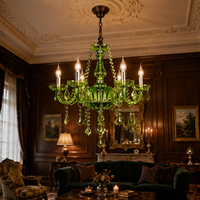 Lustre personnalisé de luxe européen avec pampilles scintillantes, décoration améthyste, lampe en verre violet, lustre en forme de bougie et de fleur