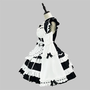 Chinese Maid Outfit Black Burgundy Lolita Dress Cosplay Costume Spring 2025 Anime Role Playing Uniform - Product Image 4