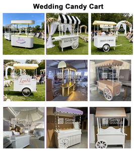 Chariot de présentation de bonbons personnalisé avec logo, en PVC et bois blanc, pour desserts et glaces, avec enseigne LED en acrylique, idéal pour mariages, fêtes et événements. - Product Image 5