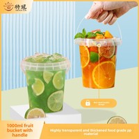 Seau en PP de style influenceur pour thé aux fruits et aux herbes, multi-usages, grande capacité, portable, usage commercial, logo personnalisable