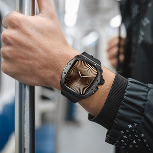 Pour montre 10 46mm en <span class=keywords><strong>acier</strong></span> inoxydable avec boîtier de montre PC avec bracelet en caoutchouc fluoré boîtier de protection modifié couvercle de montre - Product Image 6