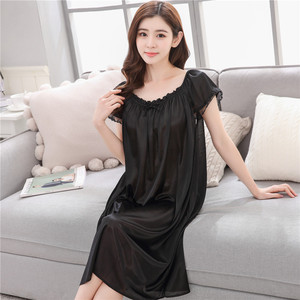 Nouvelles chemises de nuit en soie sexy pour femmes, chemise de nuit décontractée, lingerie, robe de nuit, dentelle, patchwork, vêtements de nuit - Product Image 2