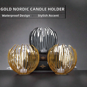 Candelabro Nórdico Creativo de Hierro Dorado Ecológico e Impermeable de 5 Pulgadas, Decoración para el Hogar para Cenas a la Luz de las Velas - Product Image 2