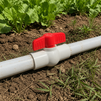 Válvulas de Bola de PVC para Suministro de Agua, Mango Rojo, Válvula de PVC Blanca/Gris, Válvula de Bola de Plástico, Material de Plomería para Riego