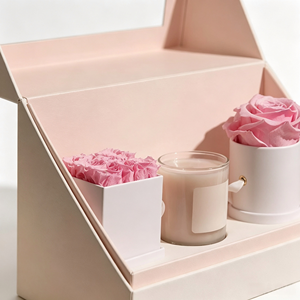 Venta al por Mayor de Regalos de Año Nuevo, Clásicas Rosas Rosadas Preservadas, Paquete Individual de 4 Rosas, Velas Aromáticas con Pantalla LED - Product Image 4