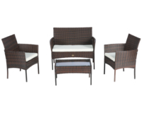 Vente en gros de 4 ensembles de canapés en rotin modernes Design confortable pour manger en plein air Petite table de bar Ensemble de chaises pour jardin/cour