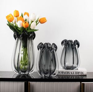 Modern <b>Light</b> Luxury Glass Flower Hydroponic Glass <b>Vase</b> <b>Light</b> Luxury Creative High-grade Flower Modeling Heavy Glass <b>Vase</b> - Product Image 5