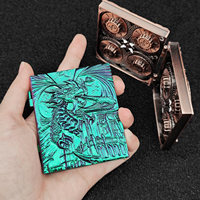 Dés de jeu de rôle en métal DND rotatifs 7-en-1 en alliage de zinc robuste, forme de livre de dragon volant steampunk, boîte pliable